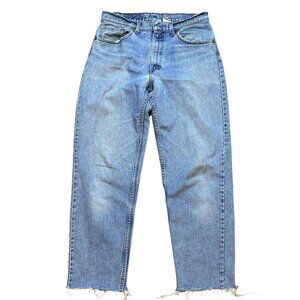 Vintage 90s Levis 550 Relaxed Fit Tapered Leg Blue Denim Jeans 33 Frayed Hem USA